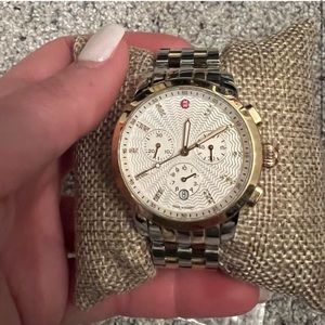Michele two toned diamond “uptown” watch with extra links